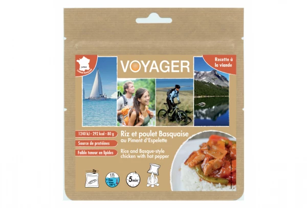 Repas Lyophilisé Voyager Riz Poulet Basquaise Piment D'espelette 80g 3 Repas Lyophilisé Voyager Riz Poulet Basquaise Piment D'espelette 80g