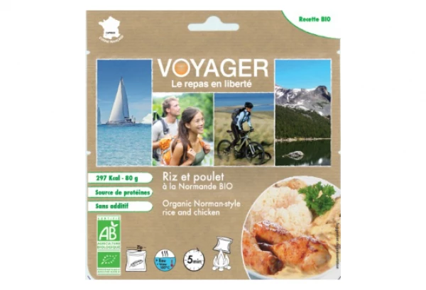 Repas Lyophilisé Voyager Riz Et Poulet à La Normande BIO 80g 3 Repas Lyophilisé Voyager Riz Et Poulet à La Normande BIO 80g